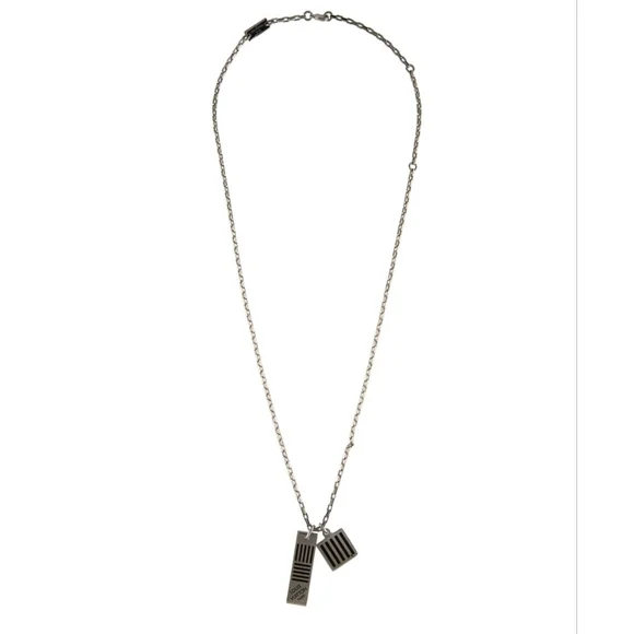 Louis Vuitton Damier Pendant Necklace Silver EUC